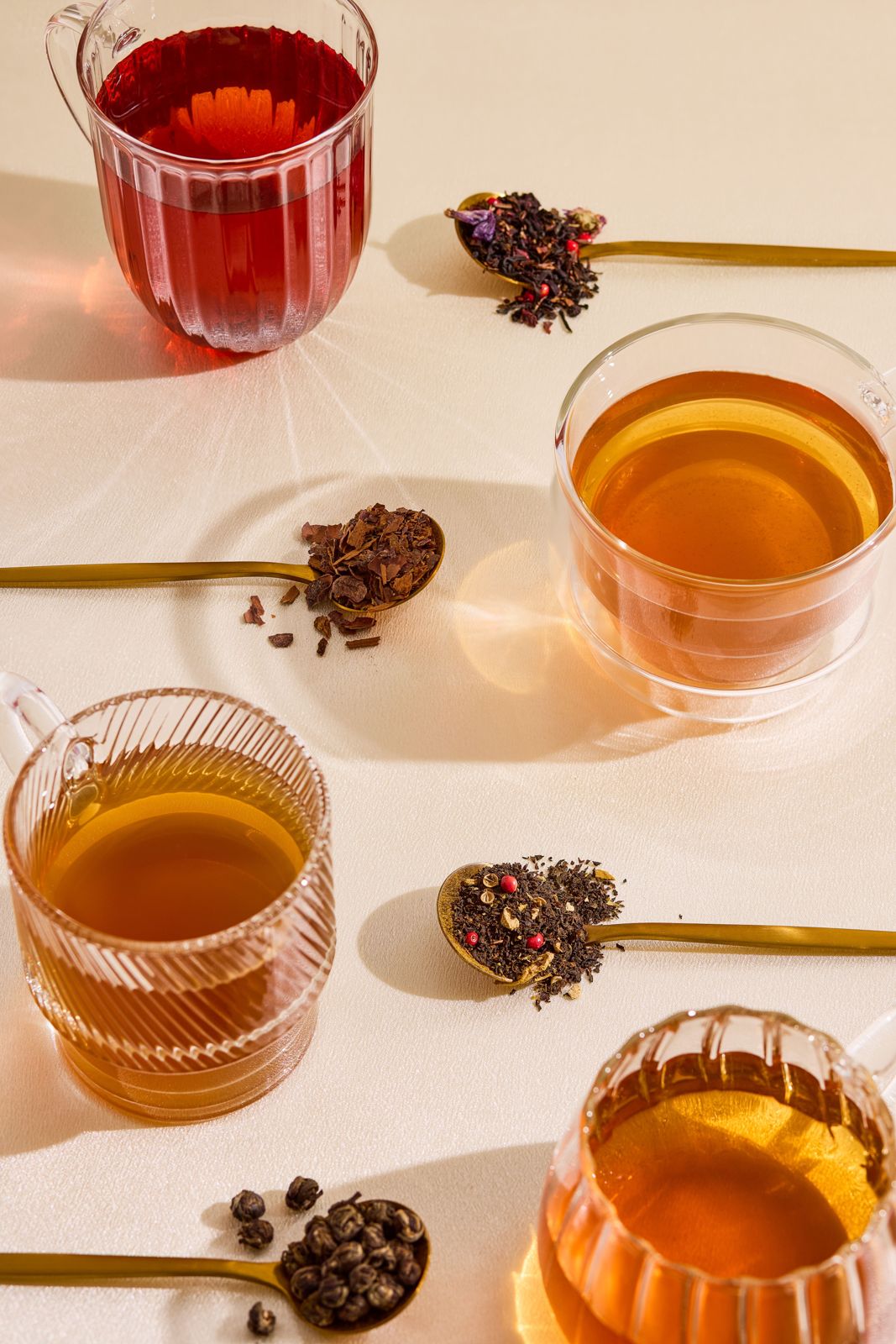 Warm cups of tea on a table